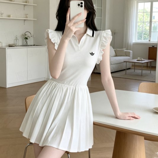 [ CUSTOM ] Ruffled Patchwork Sleeveless Dress White
